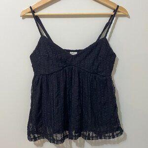 Babydoll Top Camisole Black Lace Crochet Cropped Romantic Coquette Fairy Summer